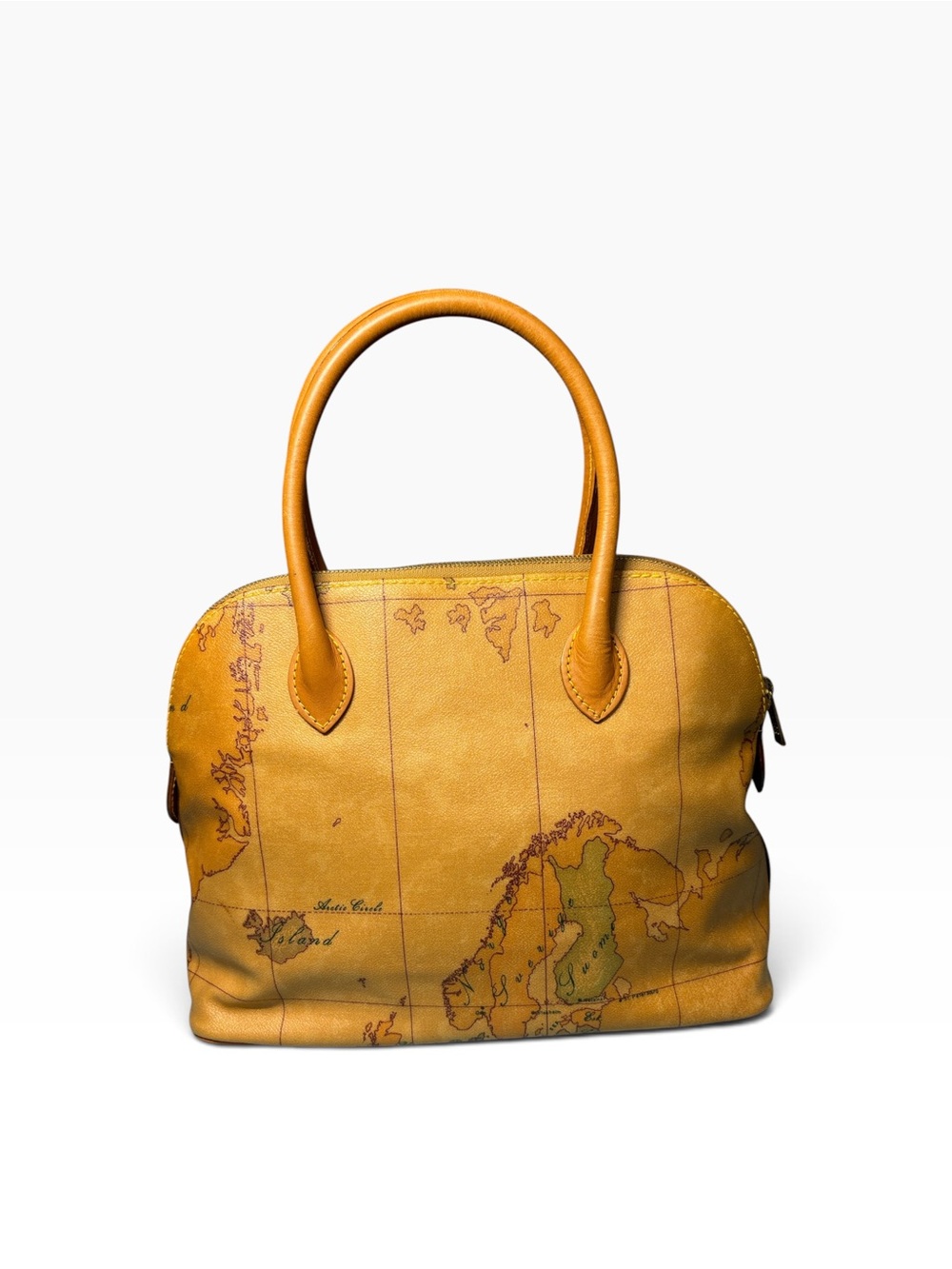 Alviero Martini 1ᴬ Classe Vintage Geo Classic Map Dome Satchel Handbag Italy